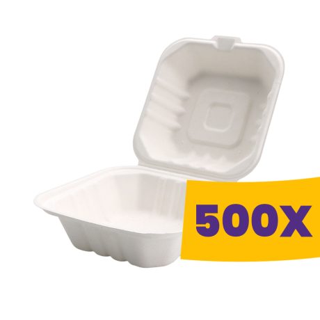 Cukornád hamburger elviteles doboz HP6 fehér - osztatlan (Karton - 500 db)
