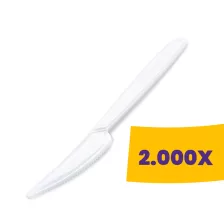   Kés műanyag újrahasználható fehér - PS (Karton - 2000 db)