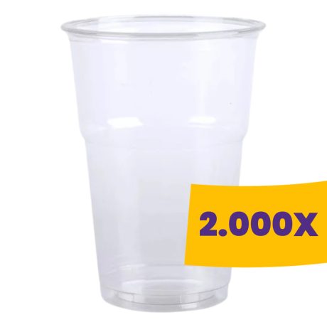 Műanyag pohár átlátszó - PP 500ml (Karton - 2000 db)