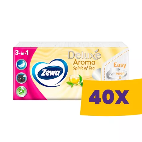 Zewa Deluxe Spirit of Tea papírzsebkendő - 3 rétegű 90db (Karton - 40 csomag)