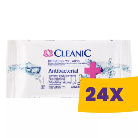 Cleanic antibakteriális frissítő törlőkendő 15db (Karton - 24 csomag)