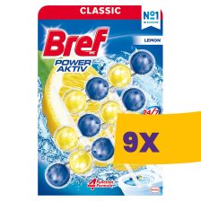   Bref Power Aktiv golyós WC illatosító Citrom 3x50g (Karton - 9 csomag)