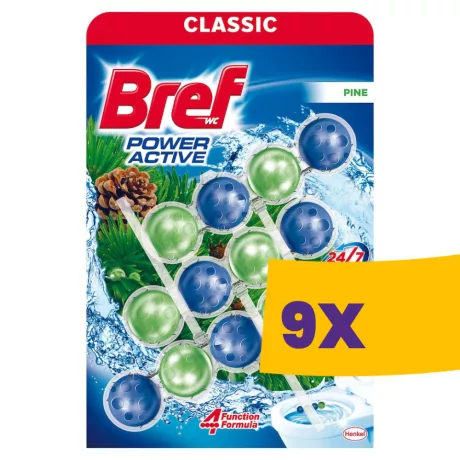 Bref Power Aktiv golyós WC illatosító Fenyő 3x50g (Karton - 9 csomag)