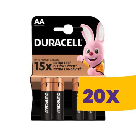 Duracell extra tartós ceruza elem AA 4db-os (Karton - 20 csomag)