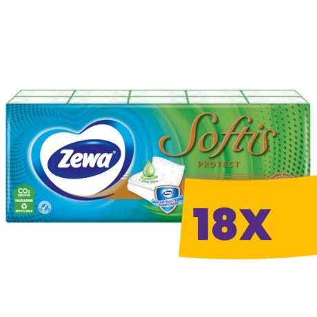 Zewa Softis Protect papírzsebkendő - 4 rétegű 10x9 db (Karton - 18 csomag)