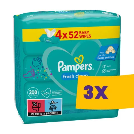 Pampers Fresh Clean nedves popsitörlő 4x52db (Karton - 3 csomag)