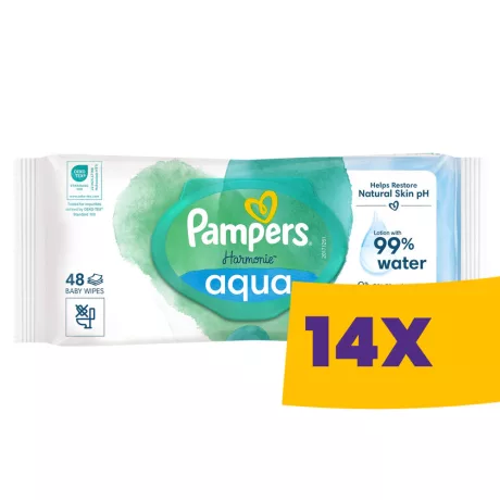 Pampers Aqua nedves popsitörlő 48db (Karton - 14 csomag)