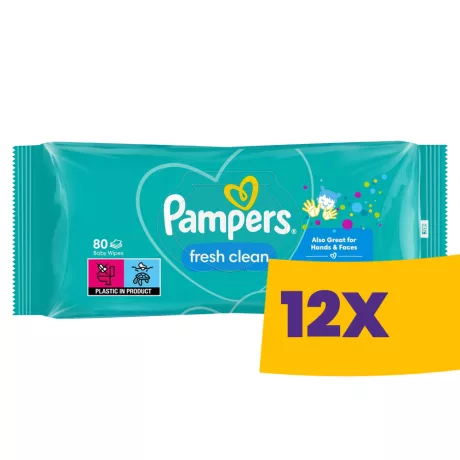 Pampers Fresh Clean nedves popsitörlő 80db (Karton - 12 csomag)