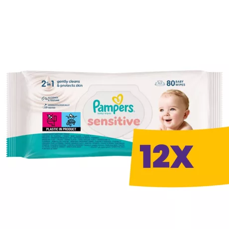 Pampers Sensitive nedves popsitörlő 80db (Karton - 12 csomag)