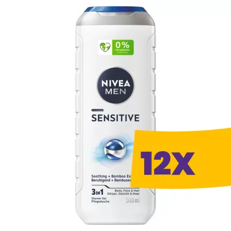 Nivea Men 3in1 férfi tusfürdő Sensitive 500ml (Karton - 12 db)