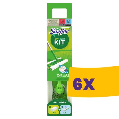 Swiffer Sweeper kezdőszett - felmosó + 8db száraz + 3db nedves kendő utántöltő (Karton - 6 szett)