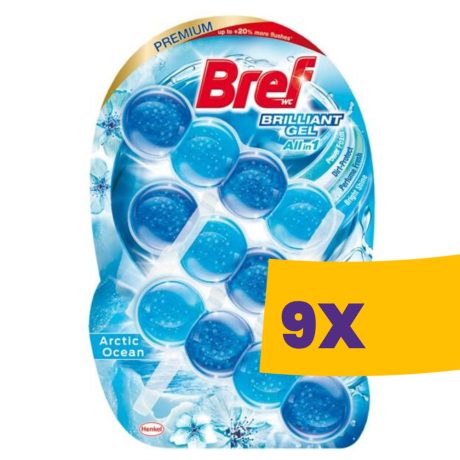 Bref Brilliant Gel WC frissítő Arctic Ocean 3x42g (Karton - 9 csomag)