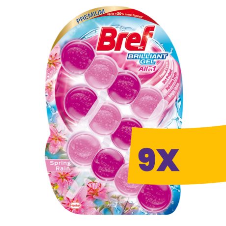 Bref Brilliant Gel WC frissítő Spring Rain 3x42g (Karton - 9 csomag)