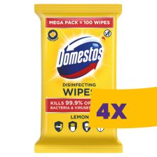   Domestos Mega Pack higiénikus fertőtlenítő kendő Lemon 100db (Karton - 4 csomag)