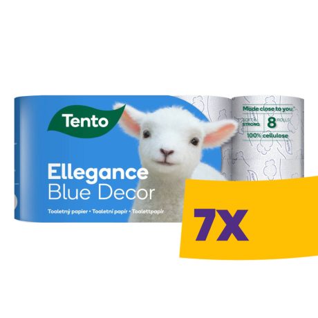 Tento Ellegance Blue Decor WC papír - 3 rétegű, 8 tekercs (Karton - 7 csomag)