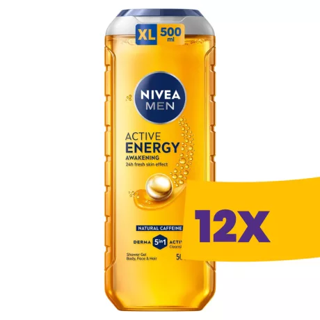 Nivea Men 3in1 férfi tusfürdő Active Energy 500ml (Karton - 12 db)