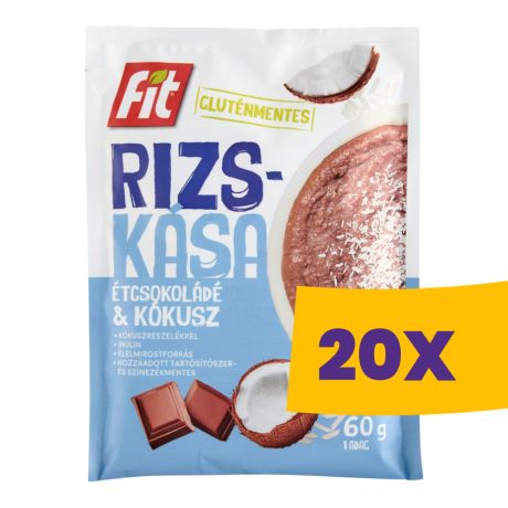 Fit rizskása Étcsokoládé & Kókusz 60g (Karton - 20 db)