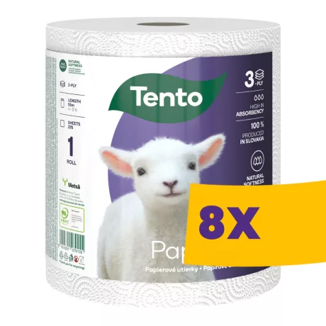 Tento Finest háztartási papírtörlő - 3 rétegű (Karton - 8 tekercs)