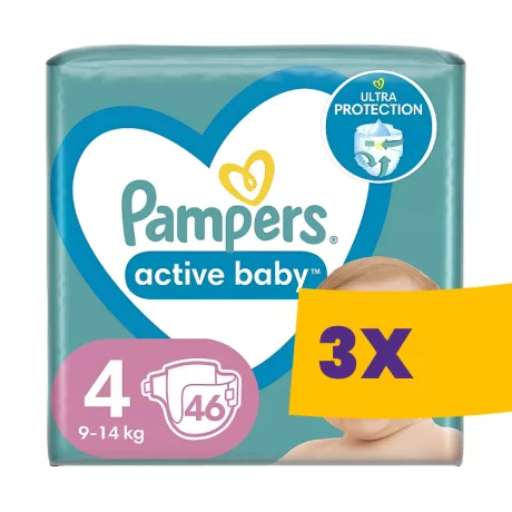 Pampers Active Baby S4 nadrágpelenka 9-15kg 46db (Karton - 3 csomag)