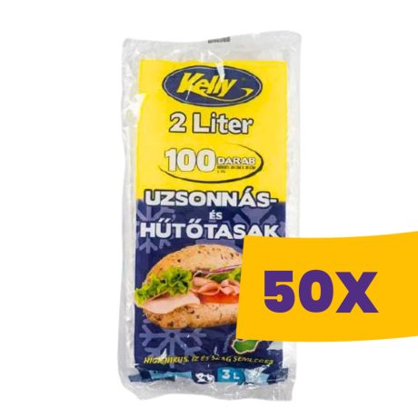 Kelly hűtő és uzsonnás tasak 2L 100db/tek (Karton - 50 tekercs)
