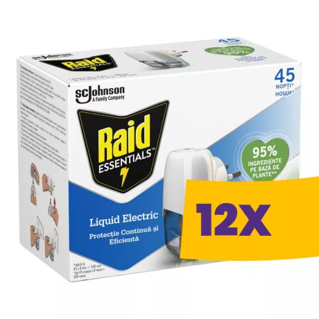 Raid elektromos szúnyogírtó készülék + utántöltő folyadék Illatmentes 27ml (Karton - 12 db)