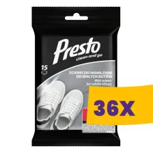   Presto nedves cipőtisztító kendő fehér cipőkhöz 15db (Karton - 36 csomag)