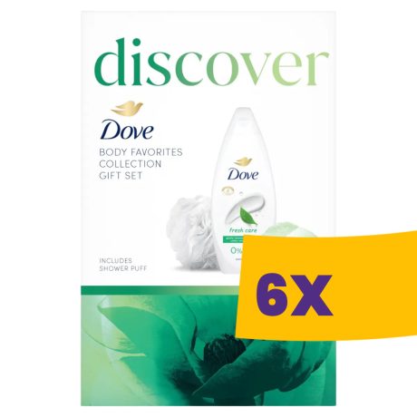 Dove Discover Ajándékcsomag fürdőpamaccsal - Tusfürdő + Dezodor (Karton - 6 csomag)