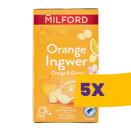 Milford Narancs-Gyömbér gyógynövényes tea 20 filter (Karton - 5 csomag)