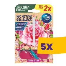   Ambi Pur aktív WC illatosító gél blokk Rose & Lily 2x45g (Karton - 5 csomag)
