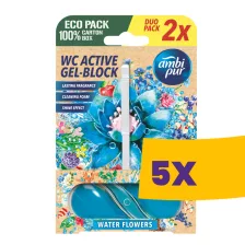   Ambi Pur aktív WC illatosító gél blokk Water Flowers 2x45g (Karton - 5 csomag)