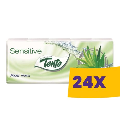 Tento Sensitive Aloe Vera papírzsebkendő - 3 rétegű, 10x10db (Karton - 24 csomag)