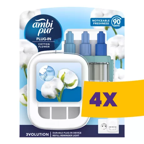 Ambi Pur 3volution készülék + utántöltő Cotton Flower 20ml (Karton - 4 db)