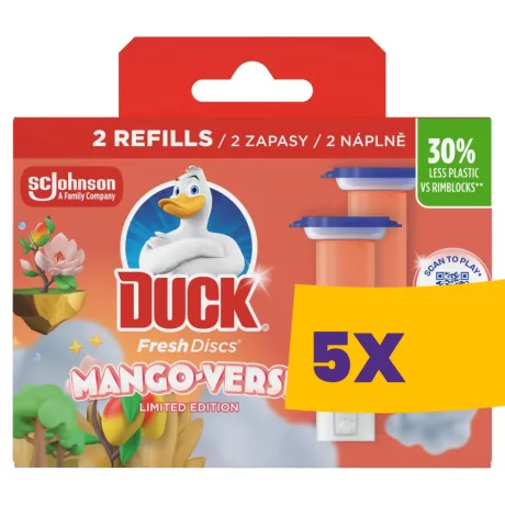Duck Fresh Discs WC-öblítő korong utántöltő Mango-Verse utántöltő 2x36ml (Karton - 5 csomag)