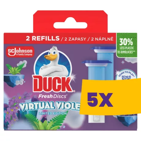 Duck Fresh Discs WC-öblítő korong utántöltő Virtual Violet utántöltő 2x36ml (Karton - 5 csomag)