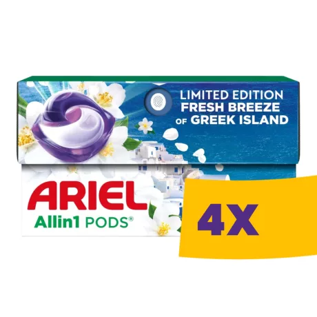 Ariel Allin1 Pods Fresh Breeze of Greek Island mosókapszula fehér és világos ruhákhoz 30db (Karton - 4 csomag)