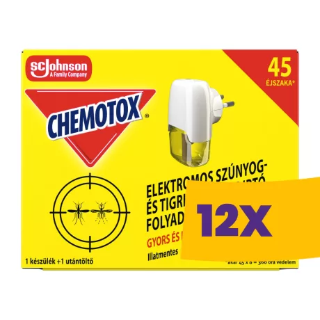 Chemotox elektromos szúnyogirtó készülék + utántöltő Illatmentes 27ml (Karton - 12 db)
