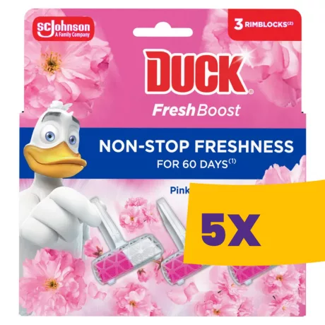 Duck Fresh Boost WC-öblítő rúd Pink Peony 3x16g (Karton - 5 csomag)