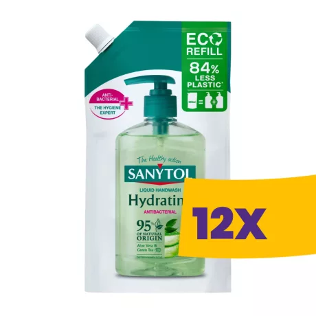 Sanytol fertőtlenítő és hidratáló folyékony szappan utántöltő Zöld tea 500ml (Karton - 12 db)