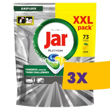 Jar Platinum All in One mosogatógép tabletta Lemon 73db (Karton - 3 csomag)