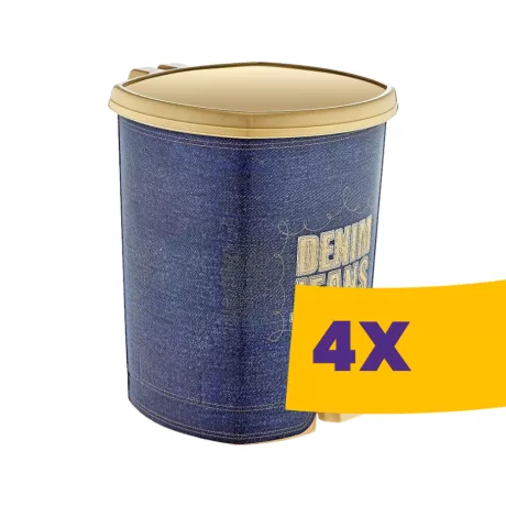 Műanyag pedálos szemetes Denim Jeans mintás 20L (Karton - 4 db)