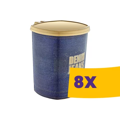 Műanyag pedálos szemetes Denim Jeans mintás 11L (Karton - 8 db)