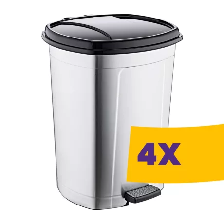 Fémhatású pedálos szemetes kivehető vödörrel 50L (Karton - 4 db)
