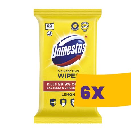 Domestos higiénikus fertőtlenítő kendő Lemon 60db-os (Karton - 6 csomag)