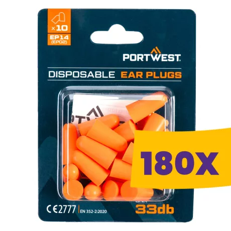 Portwest EP14 PU hab füldugók bliszteres csomagolással 33dB 10 pár (Karton - 180 csomag)