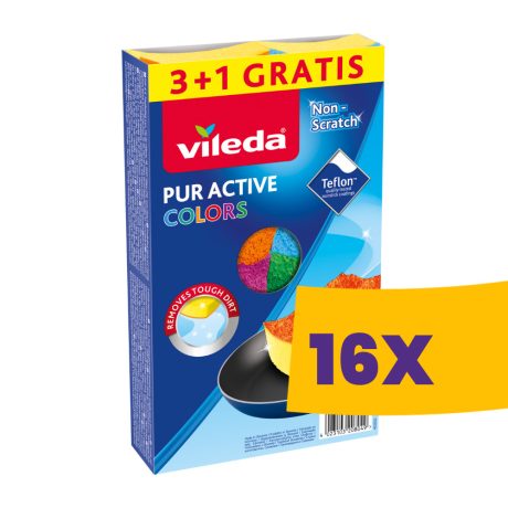 Vileda Colors Pur Active mosogatószivacs 3+1 (Karton - 16 csomag)