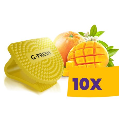 G-FRESH Citrus Mango - citrus-mangó illatú illatosító párna CLIP-es akasztóval, flexibilis fül, újrahasznosítható EVA műanyag, 30 napos (Karton - 10 db)