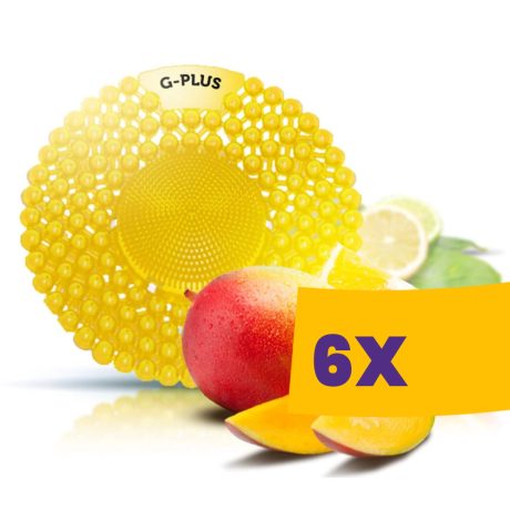 G-PLUS Citrus - citrus-mangó illatú piszoár rács, húgykő- vízkőlazító enzimmel, 60 napos (Karton - 6 db)