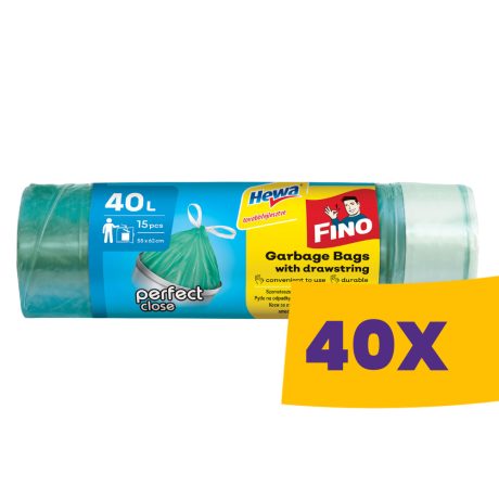 Fino Önzáró szalagos szemeteszsák 40L - 55*62cm, 15db/tek (Karton - 40 tek)