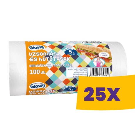 Glossy hűtő és uzsonnás tasak 5L 100db/tek (Karton - 25 tekercs)