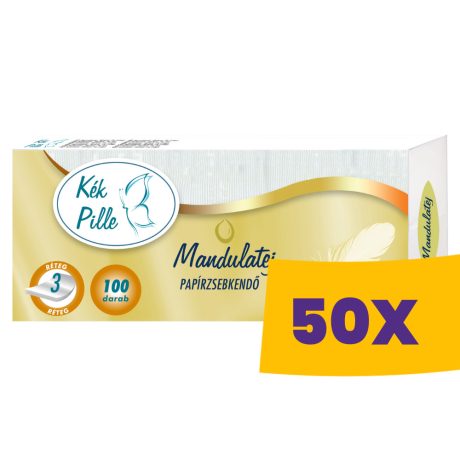 Kék Pille Mandulatej papírzsebkendő - 3 rétegű 100db (Karton - 50 csomag)